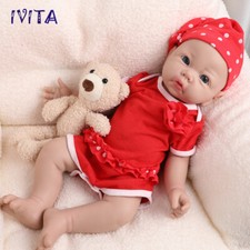 IVITA 17'' Full Soft Silicone Reborn Baby Girl Dolls Lifelike Silicone Doll Kid