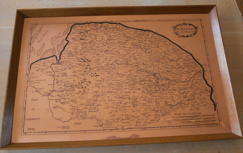 Vintage copper etched - etched, map