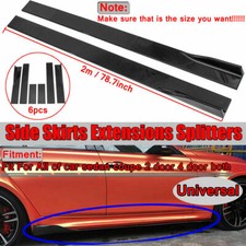 2m 78.7" Universal Side Skirts Extension Rocker Panel Splitter Lip Glossy Black
