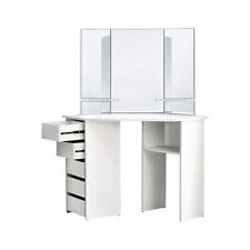Table de coiffeuse maquillage blanc avec miroir tiroirs et étagères de stockage
