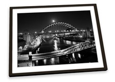 Newcastle Tyne Bridge Quayside B&W FRAMED ART PRINT Picture Poster Artwork