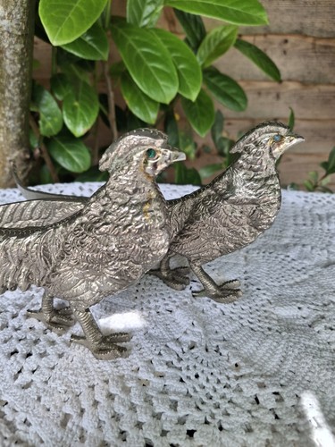 Vintage pair metal pheasant - of,
