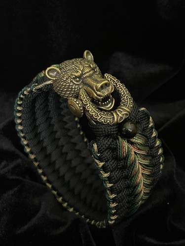 Paracord bracelet brass bear - paracord,