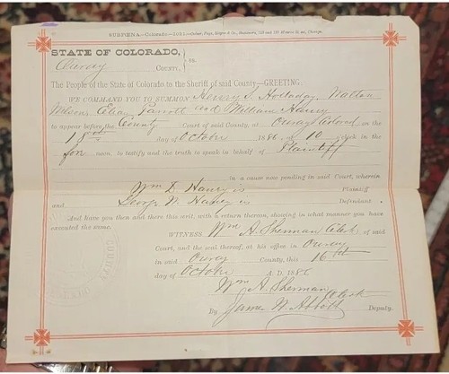 19th cent warrant subpoena - warrant,