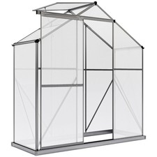 Outsunny 6 x 2.5ft Polycarbonate Greenhouse Aluminium Green House, Dark Grey