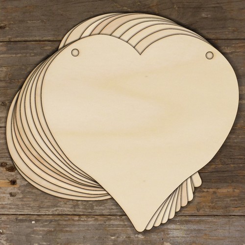 10x wooden heart plain - heart, concave