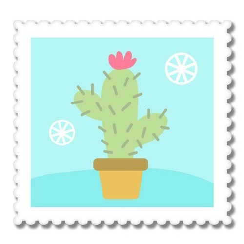 Cactus stamp cute - modern, trend