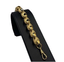 9CT GOLD ON SILVER 9 INCH ACORN BELCHER BRACELET - 11.3MM TULIP/ ACORN