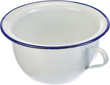Chamber Pot Blanca 3,5 L of Enamelled Steel, White/Blue, 24 X 24 X 12 Cm