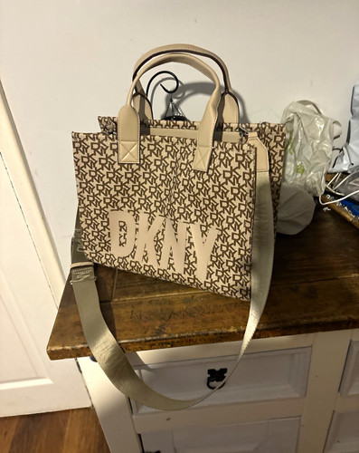 Dkny beige brown logo - dkny, beige/brown