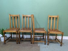 Vintage Set Of Four Oak Barley Twist Dining Chairs Antique 