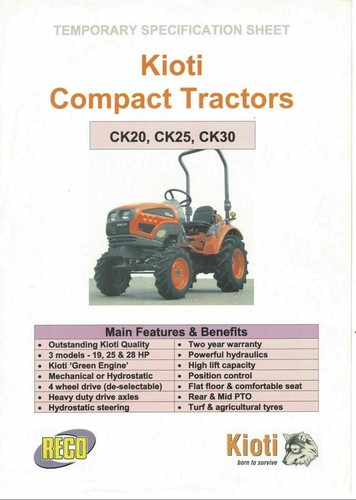 Kioti compact tractors ck20 - kioti,