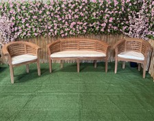  Teak Garden Bench Set Banana Bench Extra Thick Deluxe Horizontal Outdoor Patio