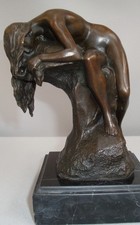 Statue Damsel Sexy Art Deco Style Art Nouveau Style Bronze Signed Sculpture