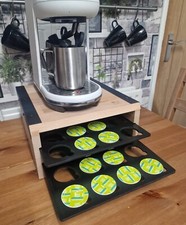 Coffee Pod 2 Tier Drawer Capsule 40 Pod Holder Dolce Gusto Wood Stand Wooden NEW