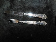 ANTIQUE 1869 SHEFFIELD HM SILVER FORK & EATER AH AARON HADFIELD ? 43g SMALL SIZE