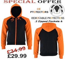 MENS BLACK / KTM ORANGE FLEECE HOODIE REMOVABLE CE MOTORBIKE/MOTORCYCLE JACKET