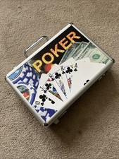 Poker Set In Aluminium Case - Complete With Chips, Dice And Cards - VGC