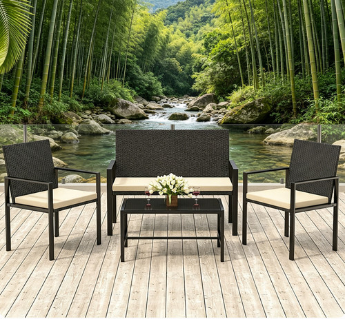 Rattan sofa set - sofa, 4