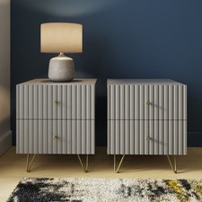 Thalia Ribbed 2 Drawer Bedside Table Pair