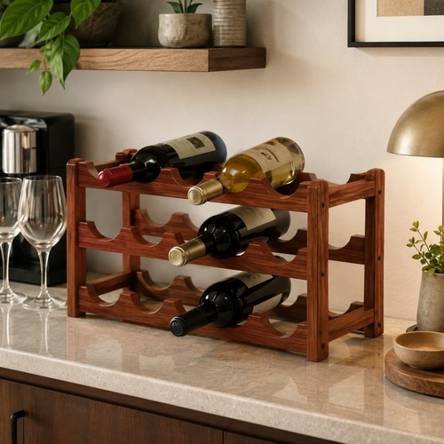 Tier brown bamboo wine rack - 3,