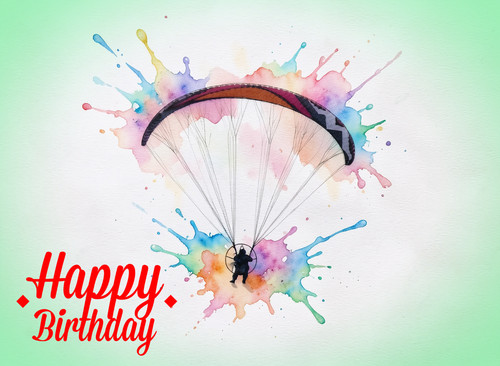 Happy birthday paraglider card - birthday,