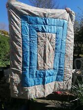 Vintage eiderdown quilt throw 51"w x 61"l double? floral & blue