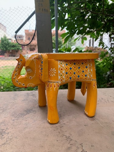 Wooden elephant stool indian - stool,