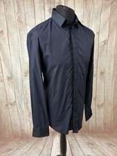 Dolce & Gabanna D&G Mens Silk Blend Long Sleeve Shirt Navy Blue Textured 44” VGC