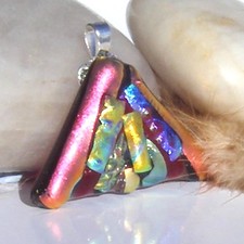 Dichroic Glass Pendant Necklace Handmade Multi Fan DP1040
