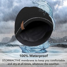Waterproof Reflective Beanie Hat Mens Boys Warm Stretch Lined Walking Camping