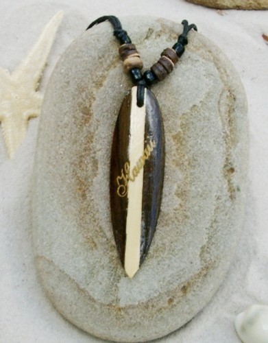 Wooden surfboard necklace surf - wooden,