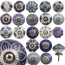 PURPLE Ceramic Door Knob OVER 30 DESIGNS  Handles Cupboard Drawers Shabby Chic