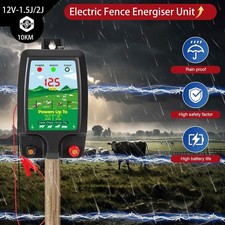 Electric Fence Energiser 12v Battery Powered 1.5J-2J 10km Horse Fencing Kit IP68
