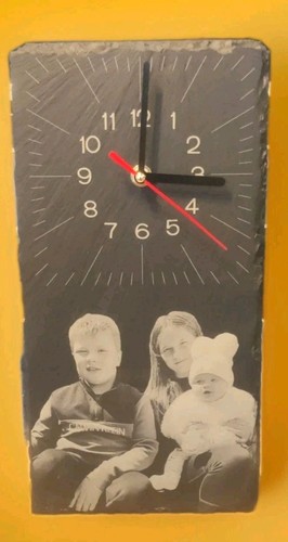 Slate engraved clock with - clock,