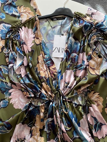 Zara khaki floral printed - zara,