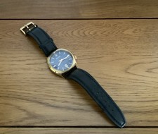 WATCH  BULOVA ACCUTRON SURVEYOR II STAINLESS STEEL BLUE  FACE BLACK STRAP