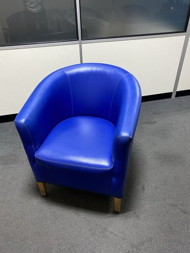 Blue faux leather - faux, armchair