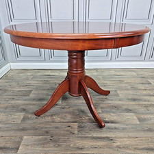 Vintage Pedestal Dining Table – Round Mahogany Finish Traditional Antique Style