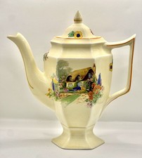 Swinnertons Potteries Ceramic Teapot / Hampton Ivory Line / Cottage Scene / VGC