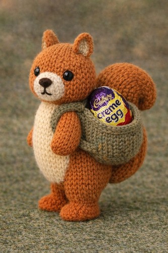 Red squirrel knitting - squirrel,