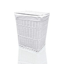 Arpan Large White Wicker Laundry Basket With White Lining