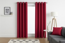 Faux silk curtains eyelet - -,