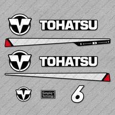 Tohatsu 6HP Two Stroke Outboard Engine Decals Sticker Set reproduction 6 HP
