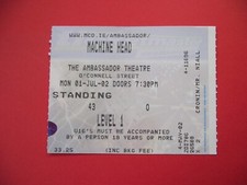 MACHINE HEAD. 2002 DUBLIN'S CONCERT (IRELAND) TICKET STUB. AMBASSADOR THEATRE