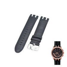 21mm Black Leather Watch Strap
