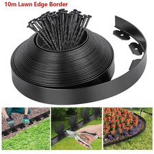10m Lawn Edge Border with 40 pegs Garden Edging For Paths Drives Flower Grass