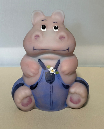 Fenton satin glass hippo blue - glass,