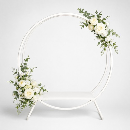 White double hoop cake display - hoop,