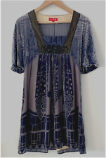 Stunning Rene Derhy Grey Silk Velvet Devore Beaded Panel Mini Dress - Small (10)